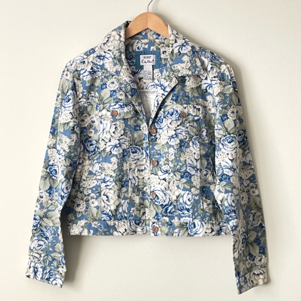 Vintage Koret City Blues Floral Cotton Jacket Sz S